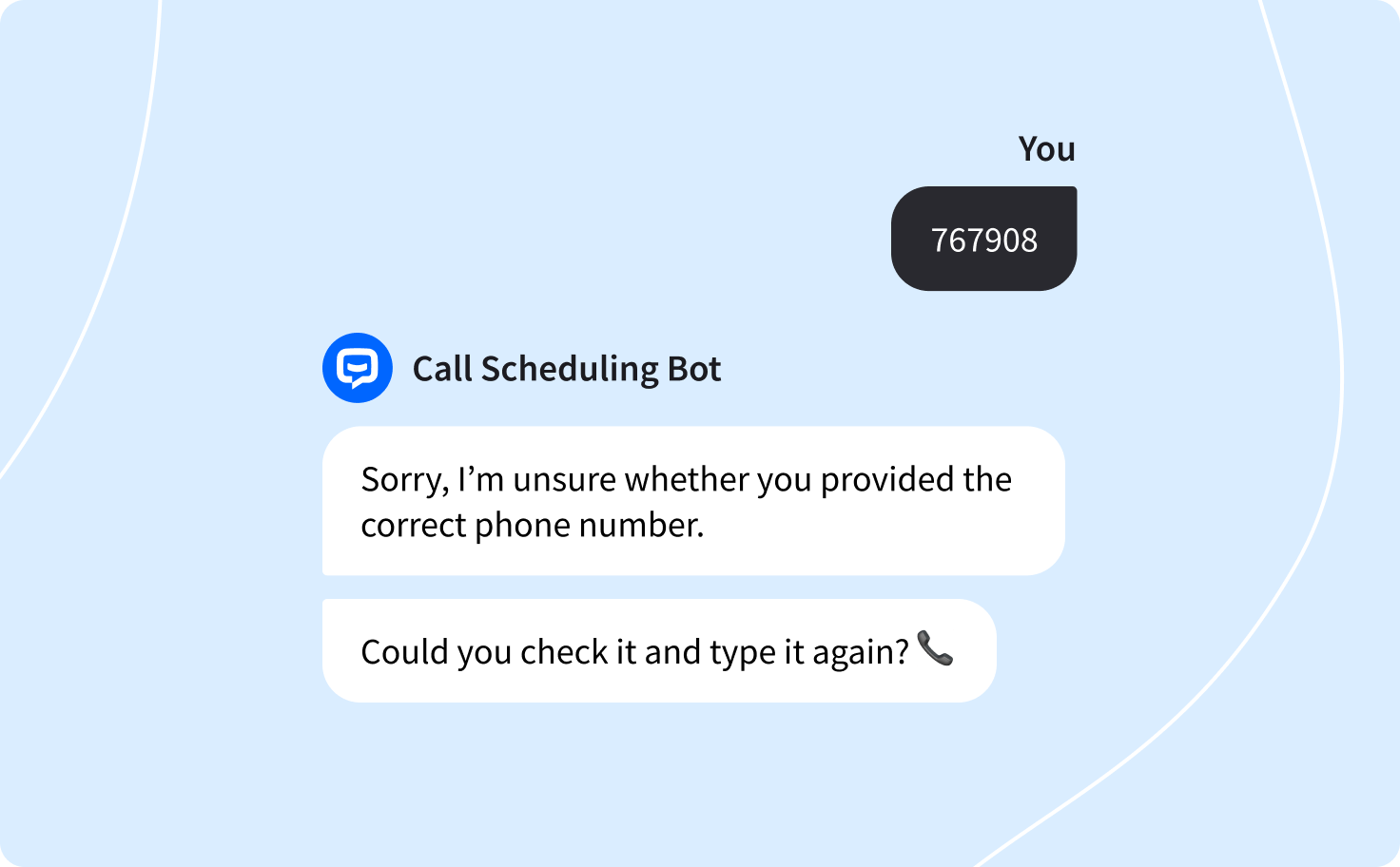 call schedulling bot error message 