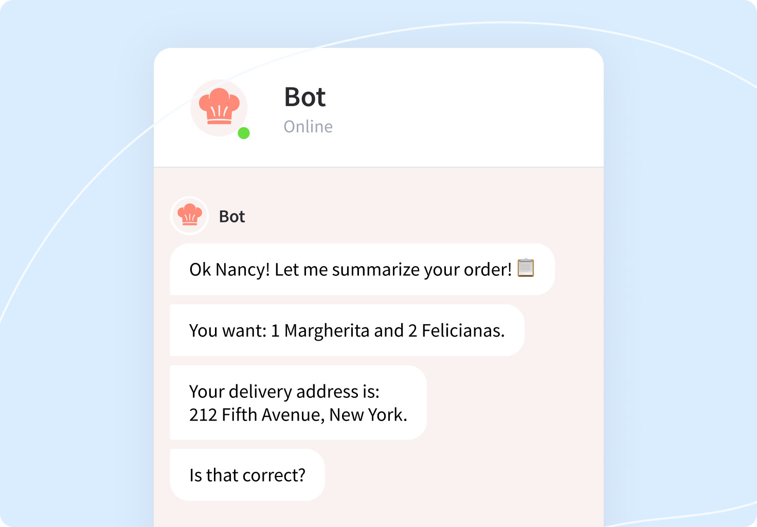 chatbot order collection