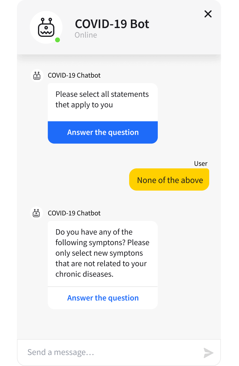 Covid-19 Risk Assessment Template - ready-tu-use ChatBot template widget
