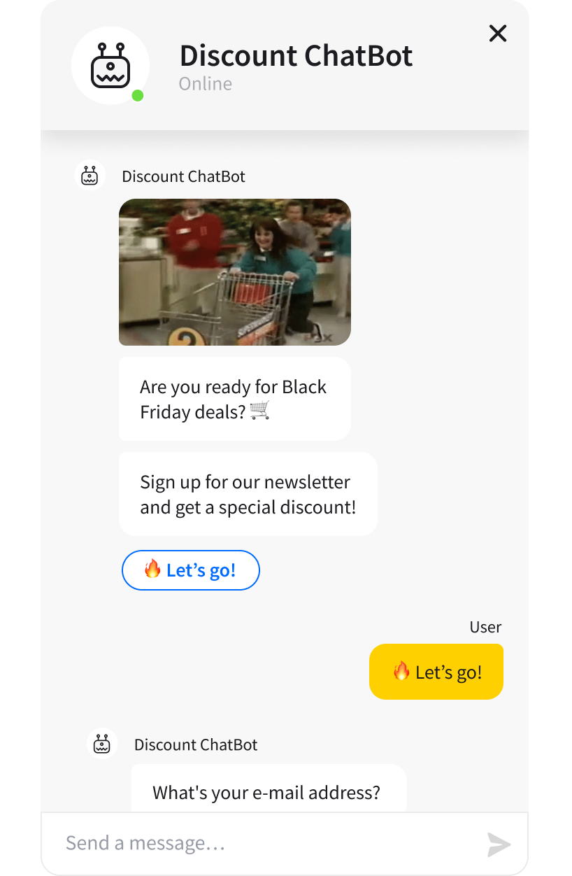 Discount Template - ready-tu-use ChatBot template widget