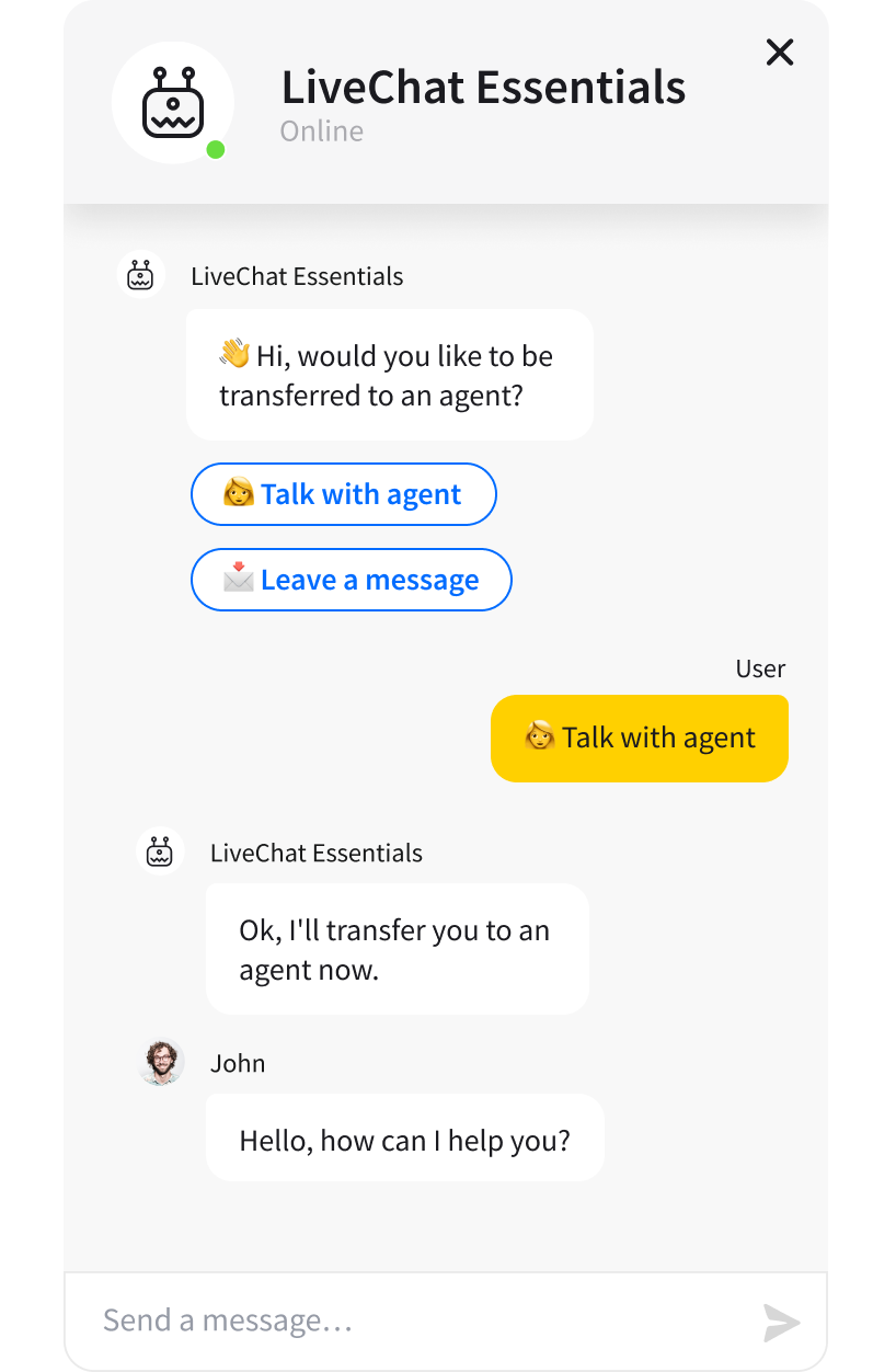 LiveChat Essentials - ready-tu-use ChatBot template widget