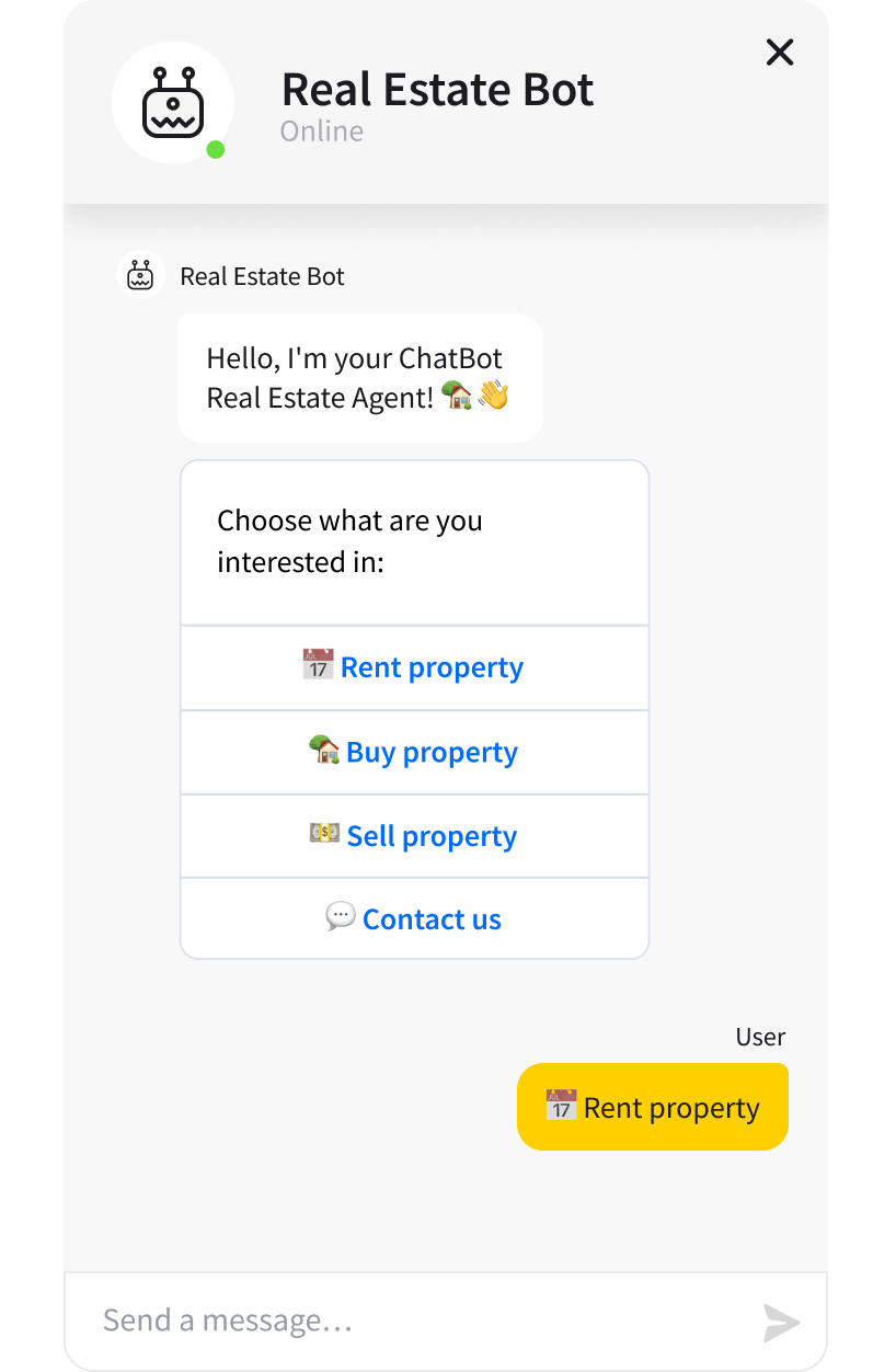Real Estate Template - ready-tu-use ChatBot template widget