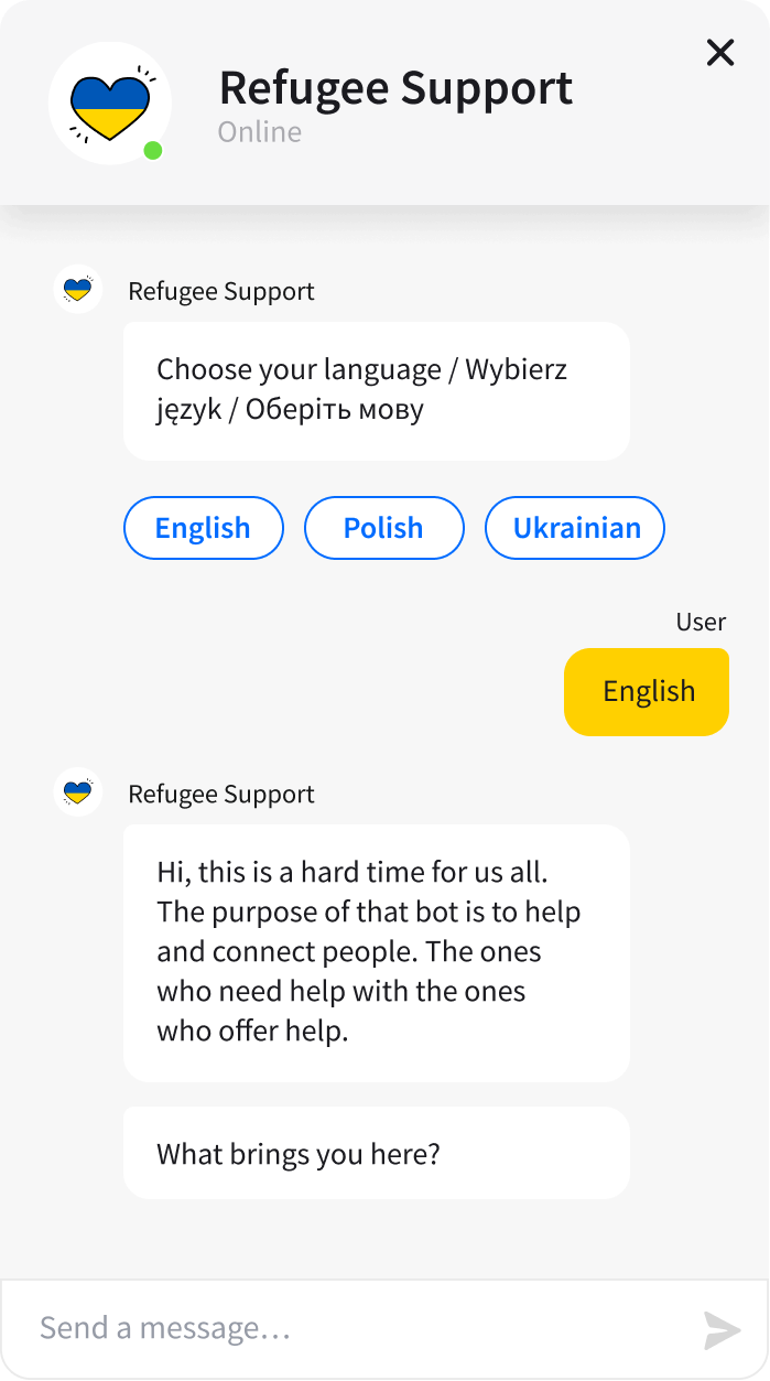 Refugee Support Template - ready-tu-use ChatBot template widget