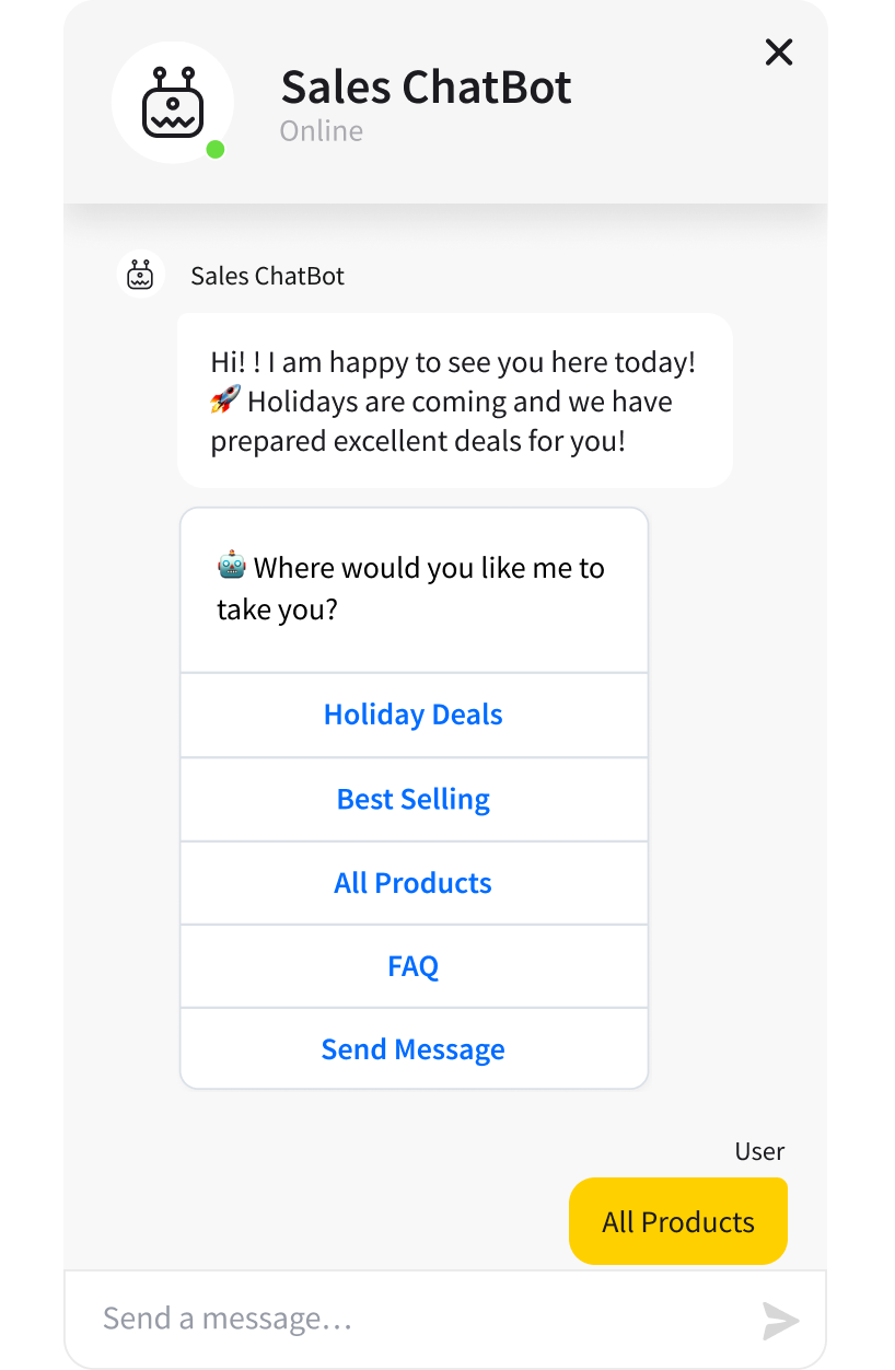 Sales Template - ready-tu-use ChatBot template widget