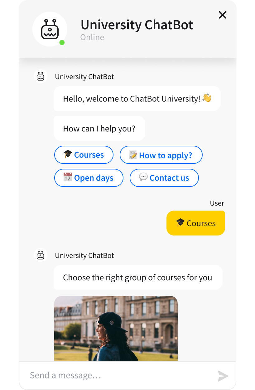 University Template - ready-tu-use ChatBot template widget