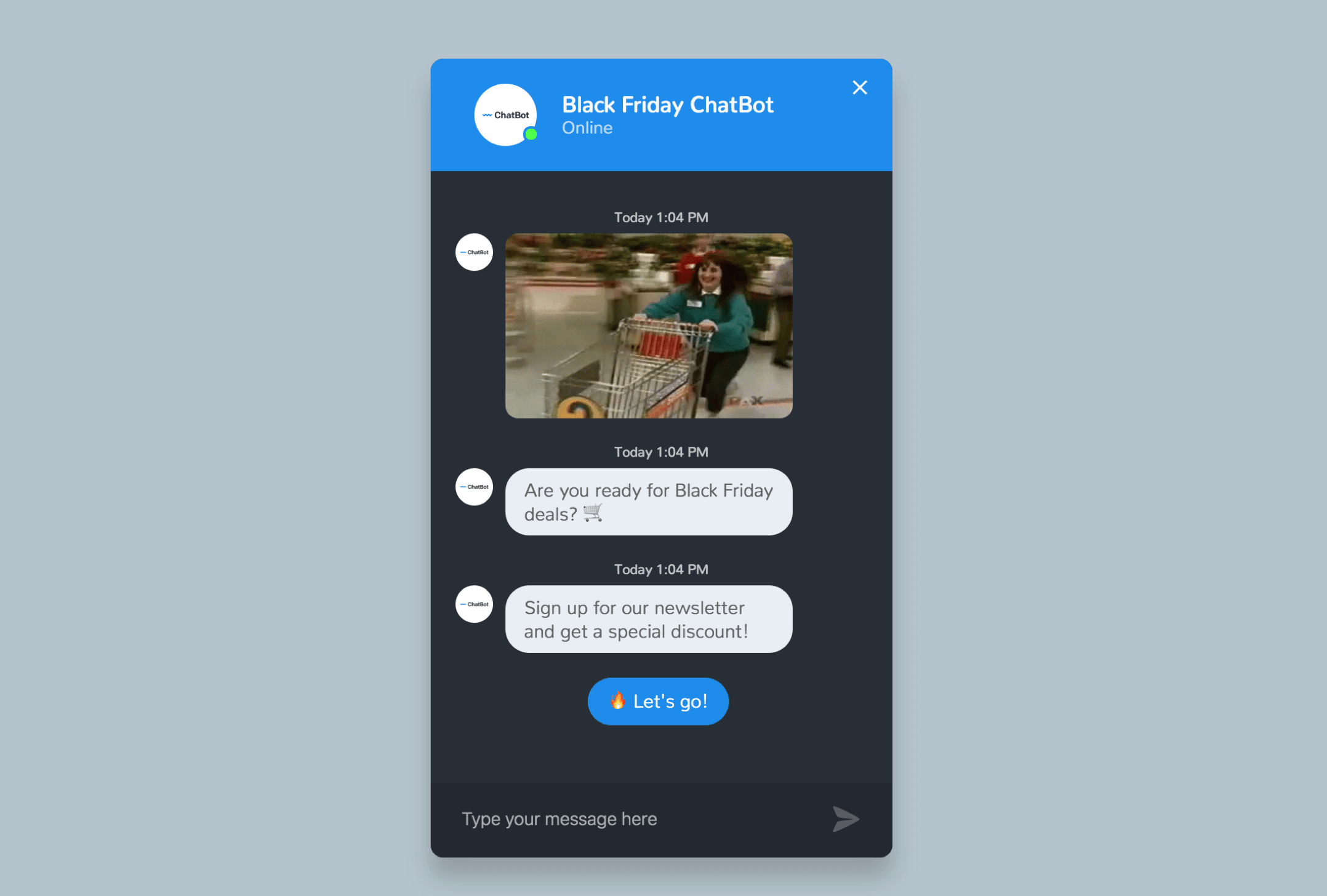 Chat bot ready to use template for Black Friday