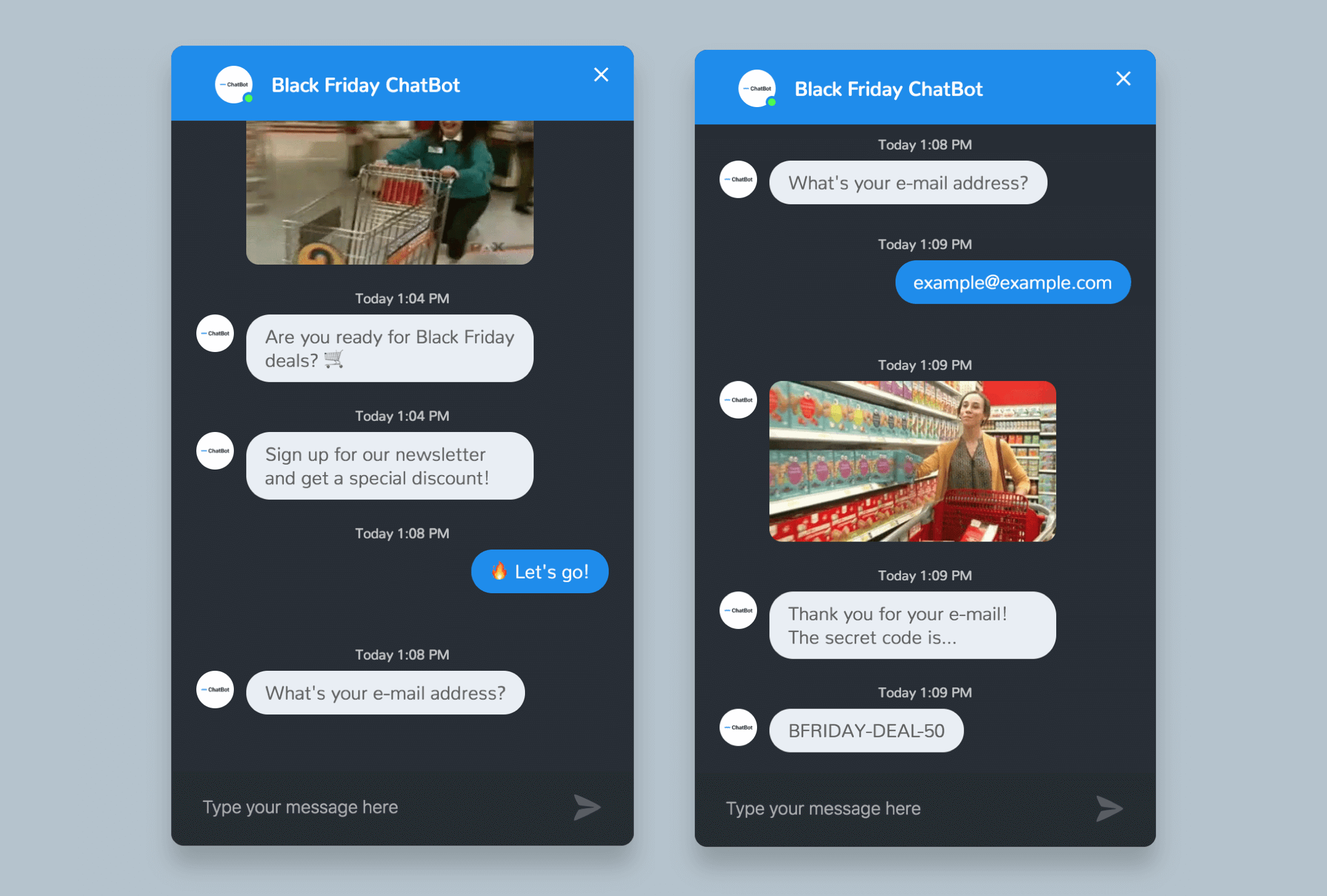 Promote your discounts using chat bots - ChatBot template for Black Friday