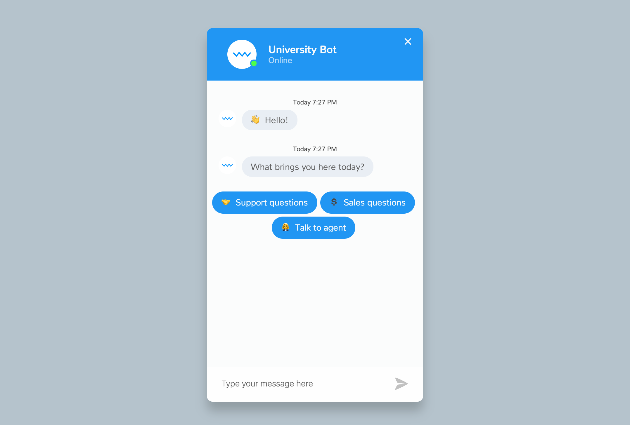 Ready to use Customer Service chatbot template