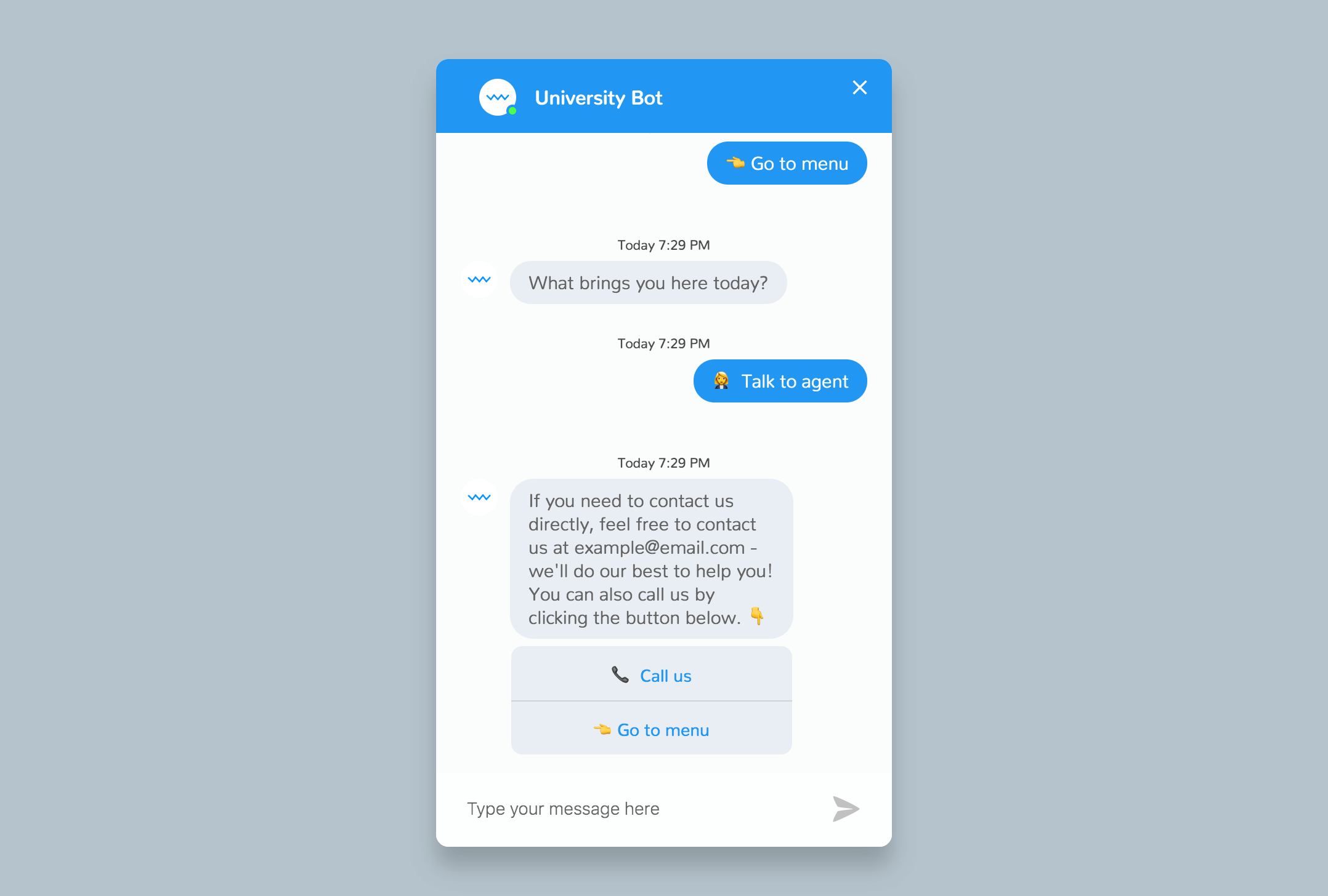  Sharing contact information with customers with Customer Service chatbot