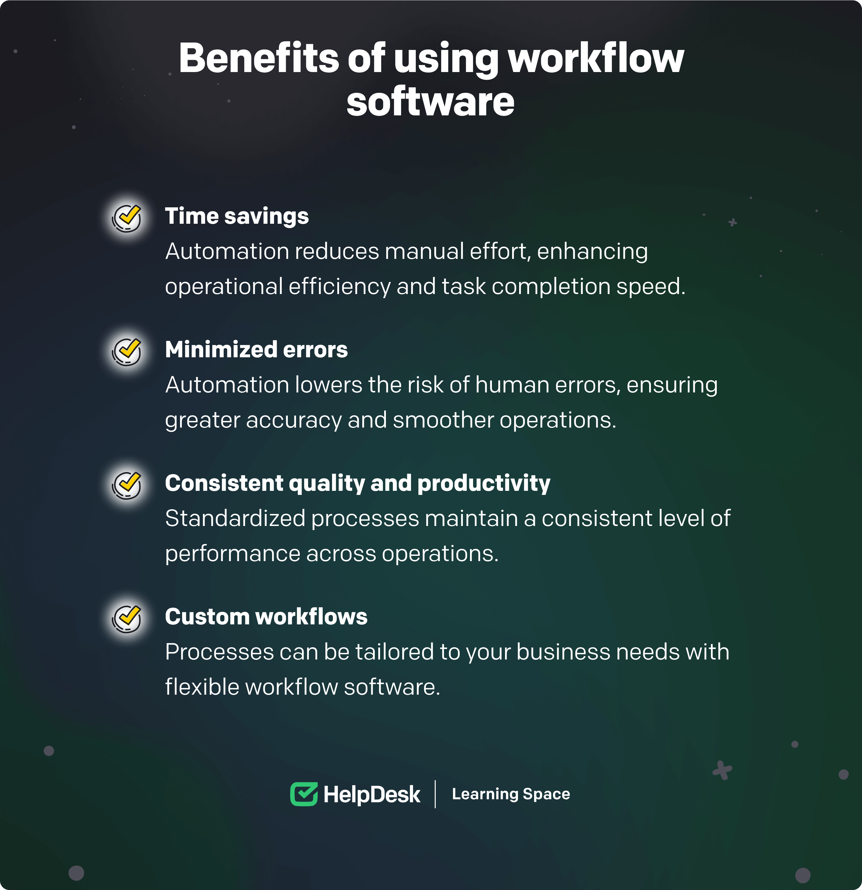 Benefits of using operational flow application: time savings, minimized errors, consistent quality and productivity, custom workflows, improved collaboration, enhanced visibility, compliance and audit trail, and scalability.