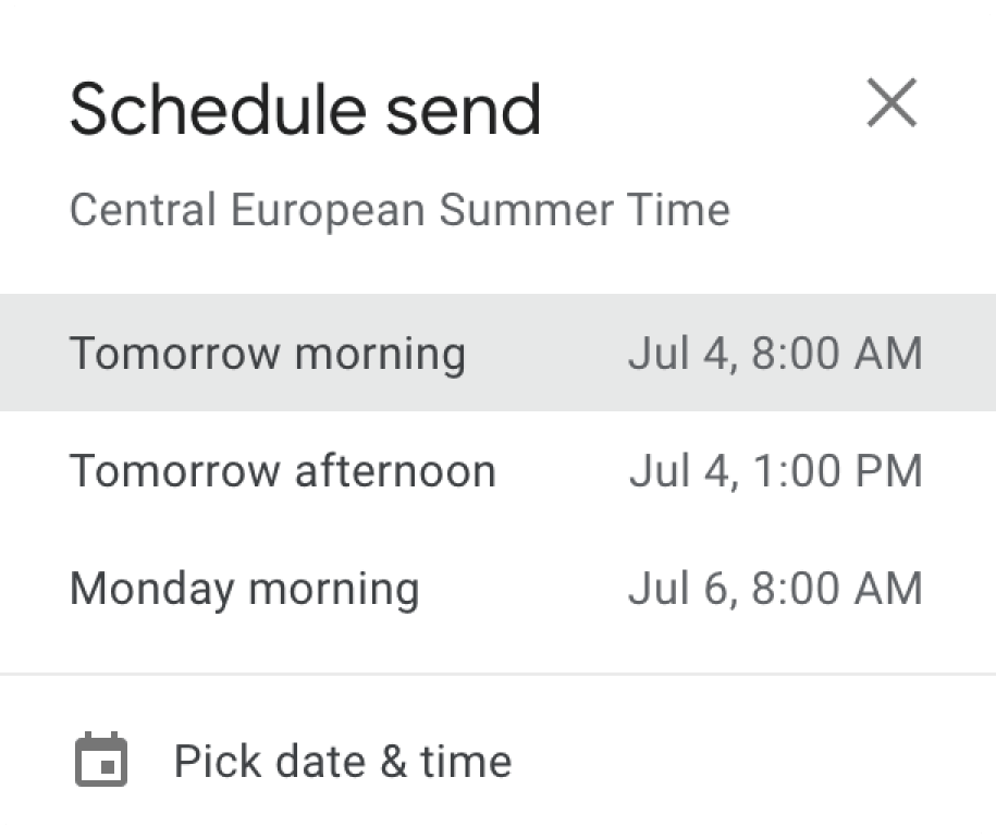 Scheduling tool in Gmail.