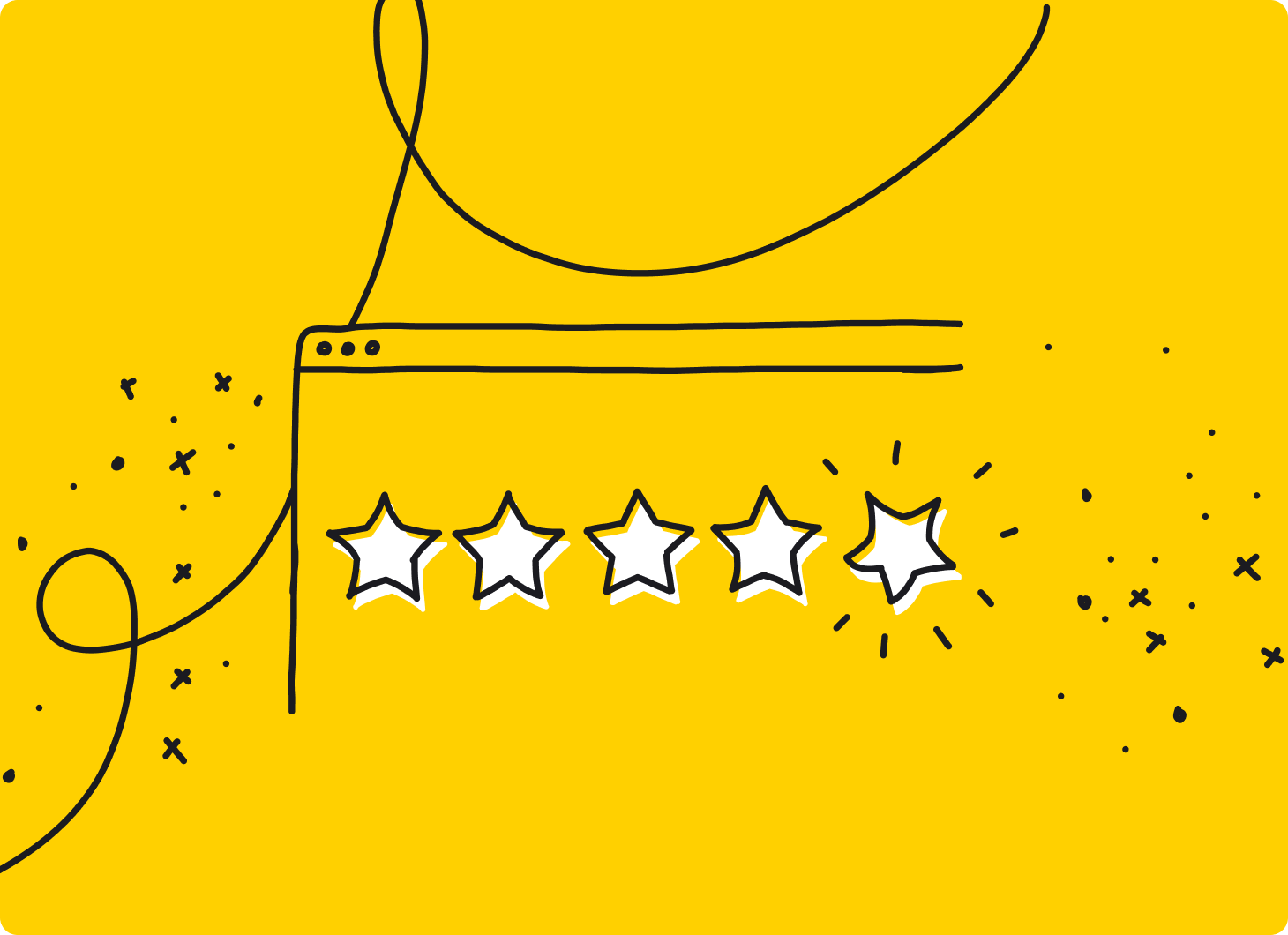 Five-star rating on a website.