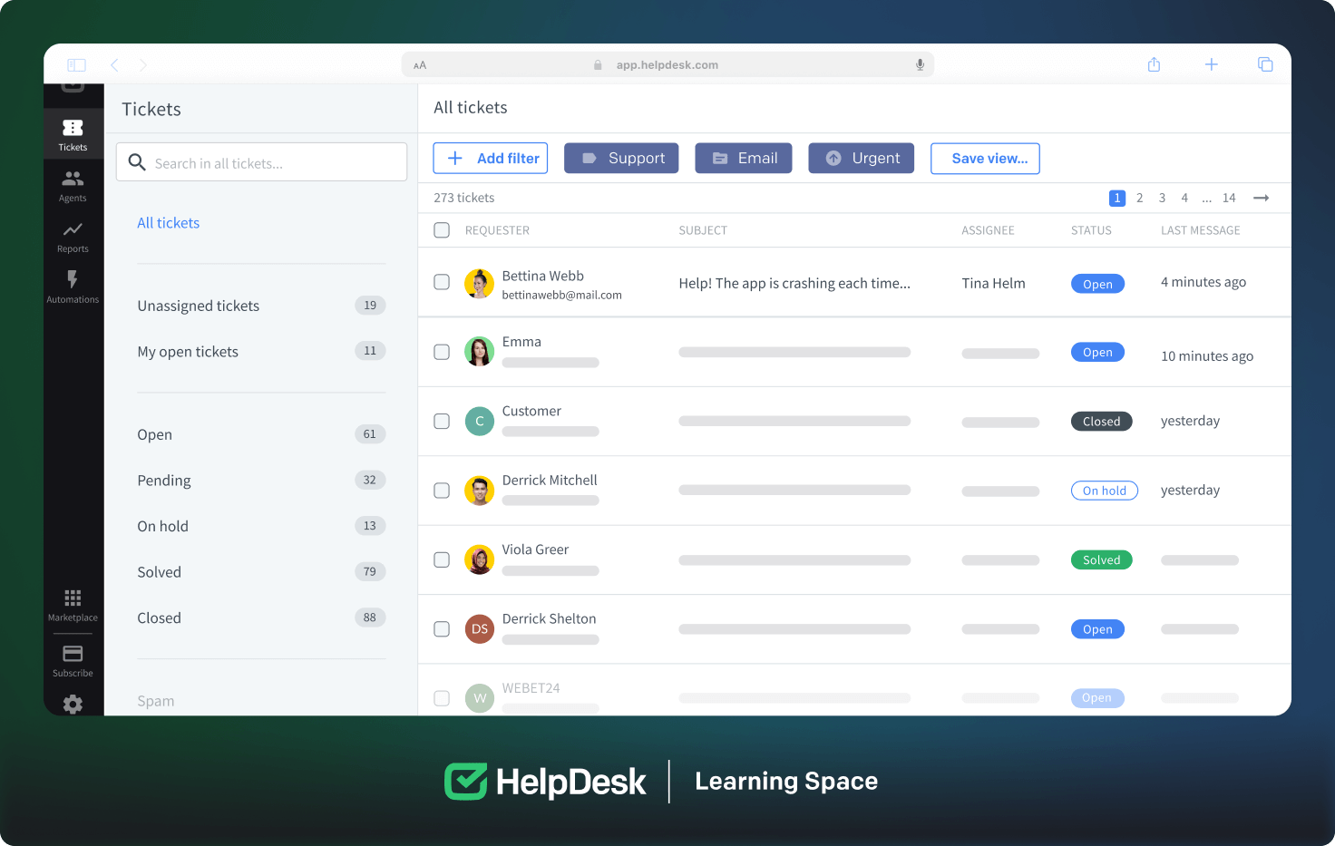 HelpDesk ticketing system dashboard