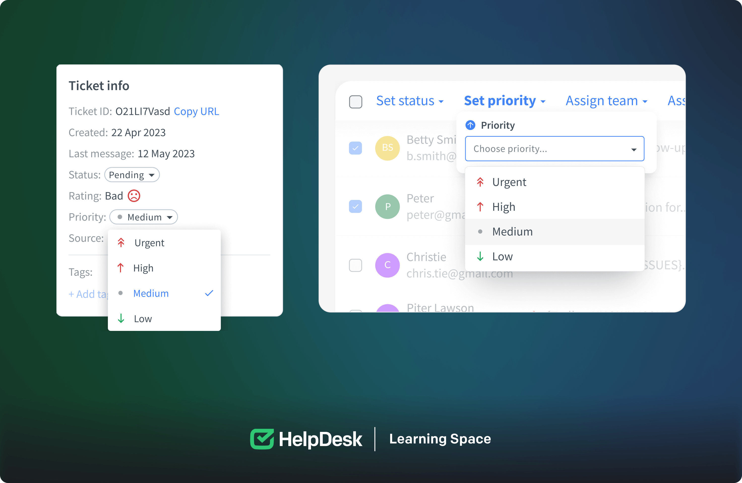 Setting priority status to tickets