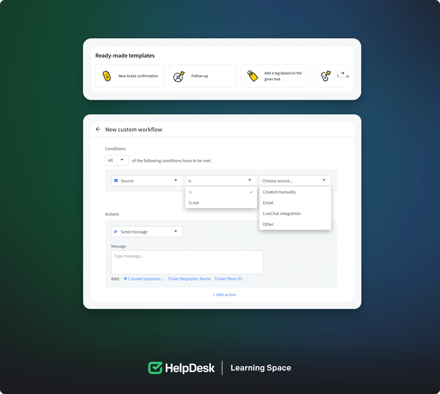 Setting up new automated workflows in the HelpDesk App