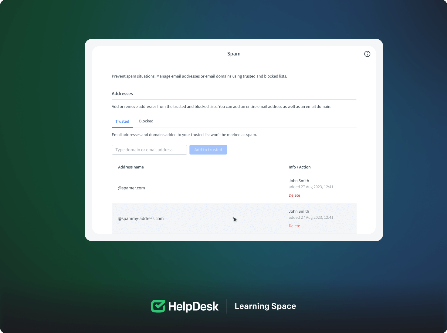 Spam details in the HelpDesk App