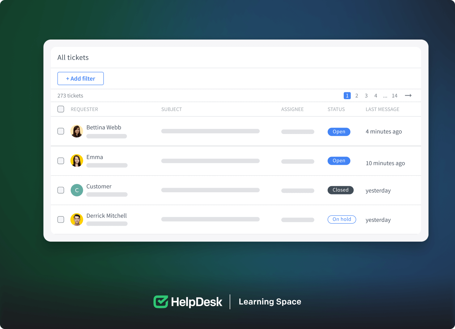 Utilizing page navigation on the main dashboard in the HelpDesk App