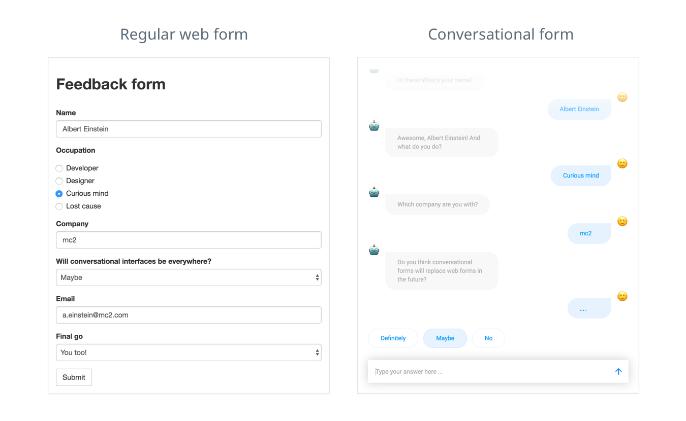 Web form vs. conversational form